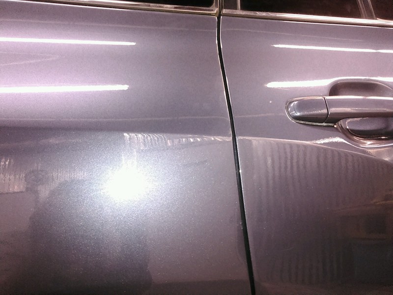 Paintless Dent Repair Silver Car Dent After
